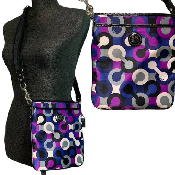 Coach Handbags - Coach Alex Op Art Scarf Print Sateen Crossbody Bag